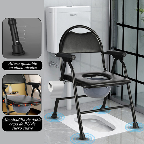 Silla Plegable Para Ancianos, Uso Doble Baño Y Inodoro