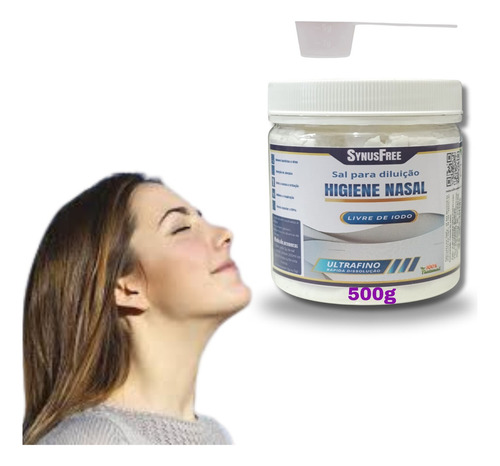 Sal Lavagem Nasal Ultrafino 500g S/ Iodo C/dosador Synusfree Cor Branco