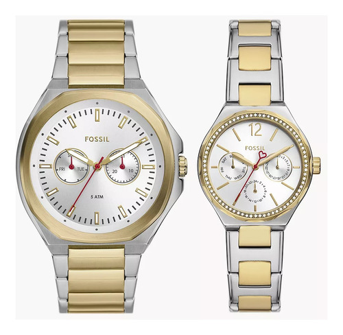 Reloj Fossil Pareja Bq2840set Plateado/dorado