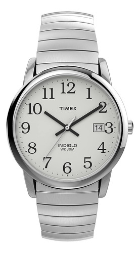 Reloj Timex T2h451 Men's Easy Reader 35 Mm De Fecha De Fec Color de la correa Plateado Color del bisel Plateado Color del fondo Blanco