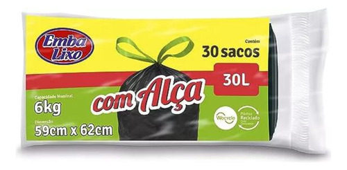 Kit 3 Saco De Lixo Com Alça 30 Litros 30un C/ Mais Prático