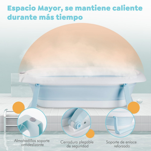 Bañera Tina Plegable Con 2 Cojín Para Bebés Recién Y Nacidos