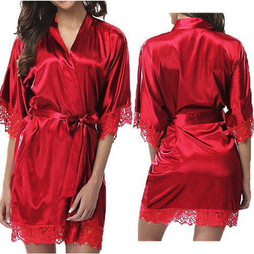 Ropa Para Dormir Perspectiva Atractivas Encaje Bata Kimono