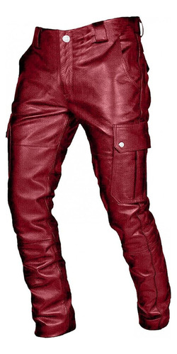 Pantalones Moteros Steampunk De Piel Sintética Elastic Par