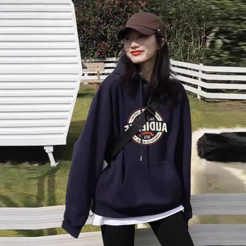 Sudadera Con Capucha Para Mujer, Corte Holgado, Fibra De Pol