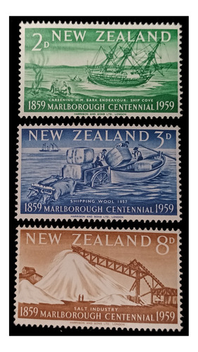 Nueva Zelanda Centenario De Marlborough 1959 Mint. Iv. 375/7