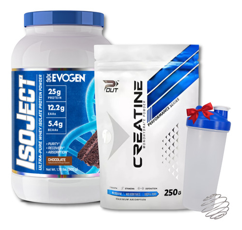Isoject Evogen 2lbs + Creatina Pout 250g + Shaker