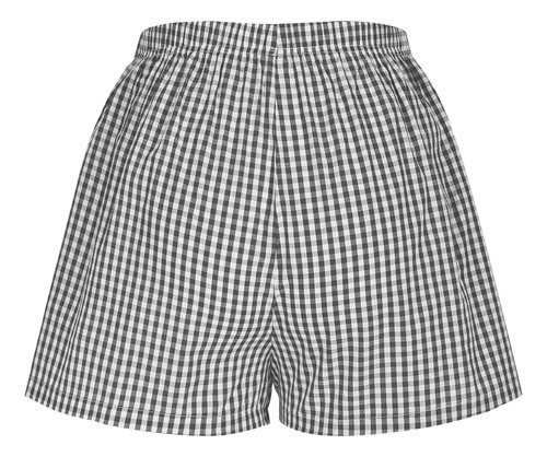 Pantalones Cortos A Cuadros Retro Holgados De Verano Para Mu