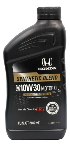 Aceite De Motor 10w30 Honda Original Synthetic Blend 946ml