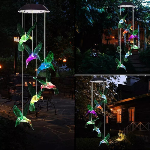. Luces Led Solares Decorativa Carillón De Viento De Colibrí