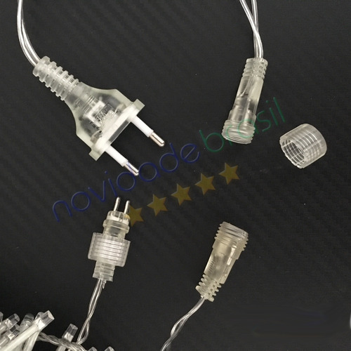 Imagem 8 de 10 de Cordão 300 Leds Fixo Branco Quente 30 Metros Macho / Fêmea