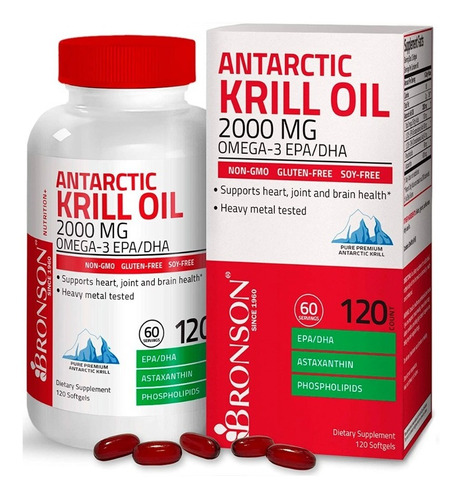 Antarctic Krill Oil 2000 Mg 120 Cap, Aceite De Krill Usa