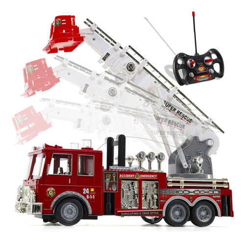 Prextex Cami&oacute;n De Bomberos Con Motor, R/c, De Rescat.