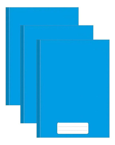 Caderno Brochurão Capa Dura Azul 20x27 96 Folhas Kit 3un