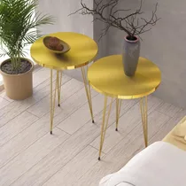 Comprar Mesas Auxiliares Redondas De Madera Con Patas Metálicas