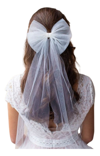 Véu De Noiva Com Laço Casamento Despedida Solteira Chá Cor Branco