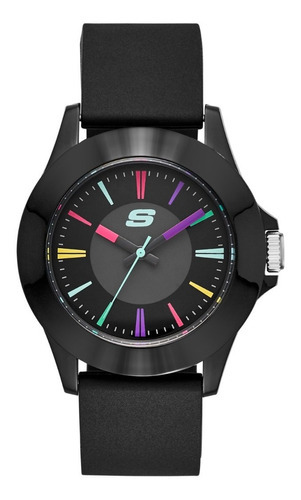 Reloj Dama Skechers Rosencrans Mid Sr6080 Color Blanco Color de la correa Negro/Multi