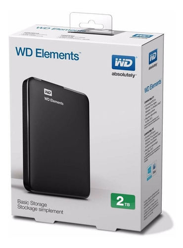 Disco duro externo Western Digital WD Elements Portable WDBU6Y0020BBK 2TB negro
