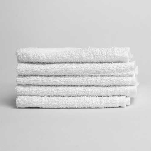 500 Toalla Facial 30x30 Cm. Manos Hotelera 100% Algodón Color Blanco Gt