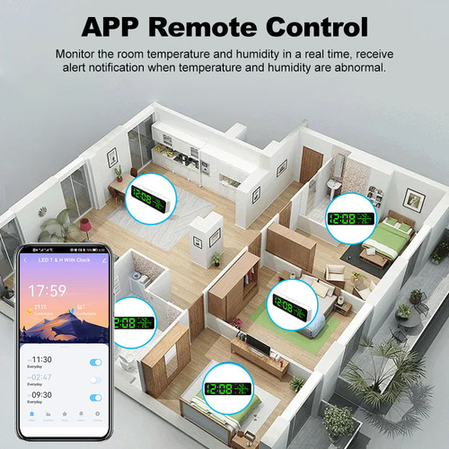 Reloj Digital Wifi Con Alarma App De Sensor De Temperatura Y