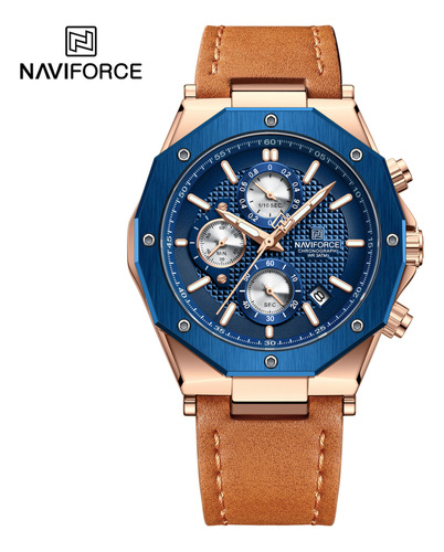 Reloj Naviforce Original 100% Ref Nf8028 Acero Pulso Cuero