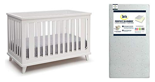 Delta Children Ava 3 In 1 Convertible Crib, White  Serta Per