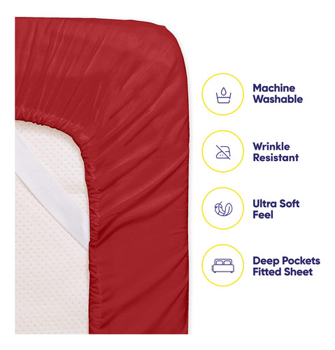 Juego 4 Piezas Microfibra 1500 Hilos Individual Xl Rojo Samb