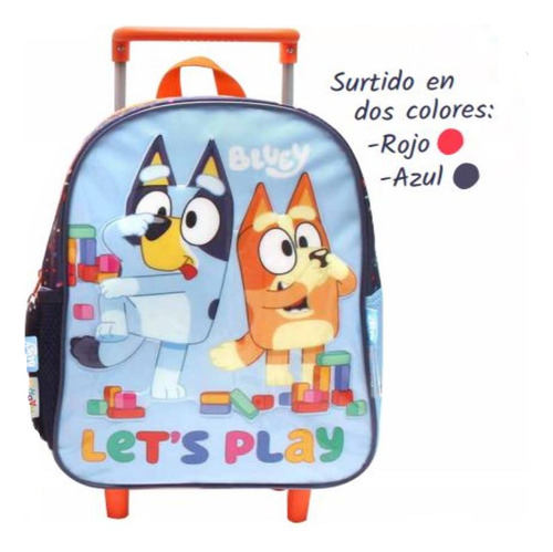 Mochila Con Carro De 12 Bluey 11765 Wabro Diseño De La Tela Lisa