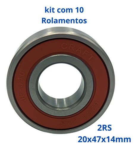 Kit 100 Rolamentos 6204 2rs 1º Linha 20x47x14mm Craft