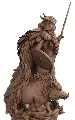 Estátua Imagem Freya Mitologia Nórdica - Versão Heróica Cor Cor Madeira