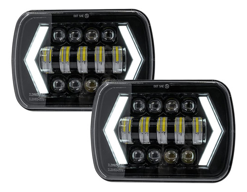 2 Faro Delantero Led Halo 7 X 6  Cuadrado 5 7  Ojo Angel Drl