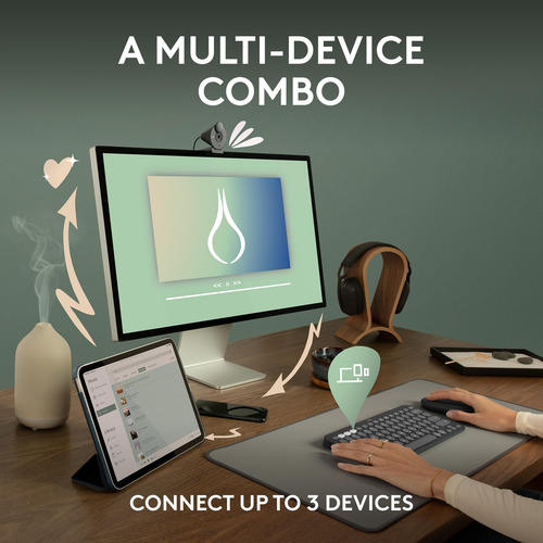 Logitech Pebble 2 Combo, Teclado E Mouse Sem Fio, Silencioso