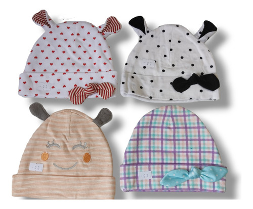 Set De Gorros Suaves Para Bebé 0-3 Meses