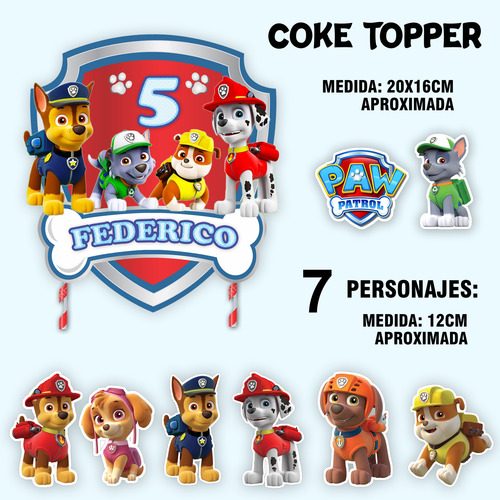 Cake Topper Kit Imprimible Adorno Torta Patrulla Paw Patrol