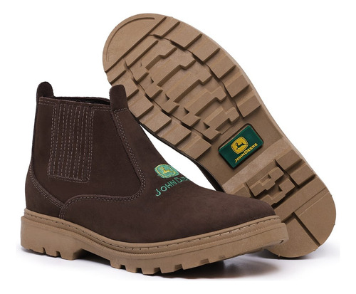 Bota Em Couro Nobuck Casual Botina Top