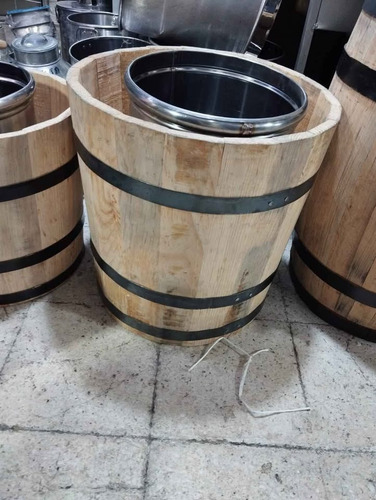 Bote De Acero Para Hacer Nieve 20 Litros Garrafa Con Madera Gris 20
