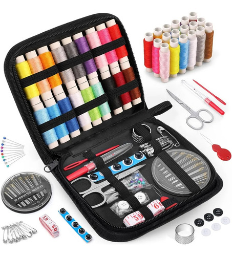 Set De Costura Costurero Estuche Agujas Hilos Accesorios Tijera