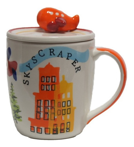 Set De 4 Tazas De Ceramica Con Tapa.