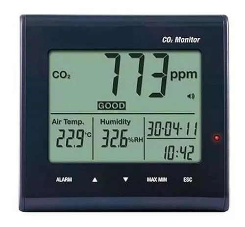 Medidor de CO2 Temperatura Humedad MXQTA-001-8 Escala CO2 de 0 a  6000ppmTemperatura -20 a