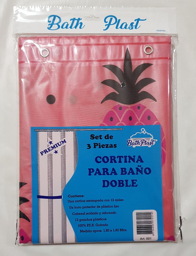 Cortina De Baño Ducha Estampada Protector Ganchos Bath Plast