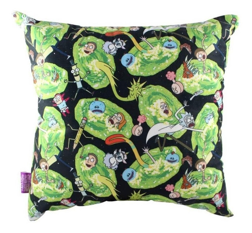 Almofada Criativa Fibra Veludo 40cm X 40cm Rick And Morty