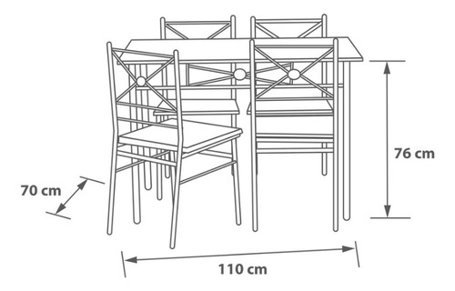 Comedor Rectangular 4 Sillas Gris Con Beige