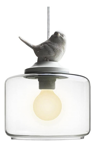 Lampara Pajaro Retro Vidrio Una Luz Cristal Colgante