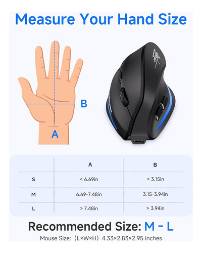 Ratón Inalámbrico Ergonómico Echtpower, Bluetooth Vertical M