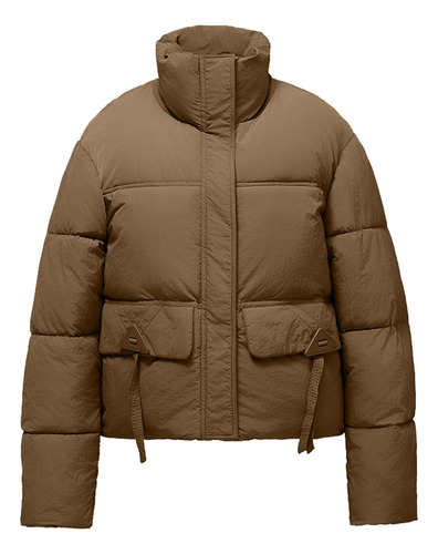 Abrigo Holgado De Algodón De Color Liso Con Cuello Alto Para