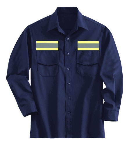 Camisa 3xl-6 Trabajo Azul M/larga C/refl Lh-3072