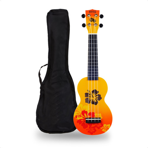 Ukelele Electroacustico Soprano Diseño Mahalo + Funda + Pua