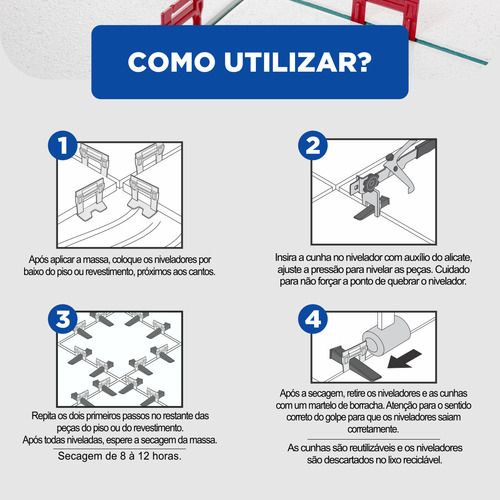 1.000 Clips Niveladores Espaçadores Slim Perfect Piso 3mm - Ferramenta Nivela Porcelanato Azulejo E Ceramica Revestimento Para Piso E Parede Com Fino Acabamento.