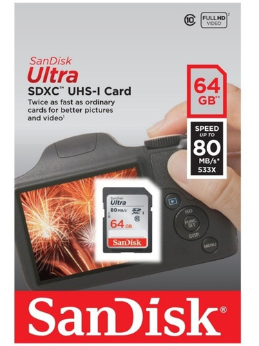 Imagen 3 de 5 de Memoria Sd Sandisk 64 Gb Ultra Clase 10 80mbps