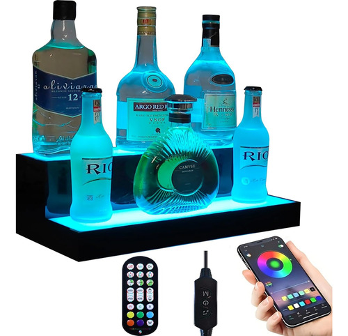 Estante De Exhibicion De Botellas Led App Y Control Remoto